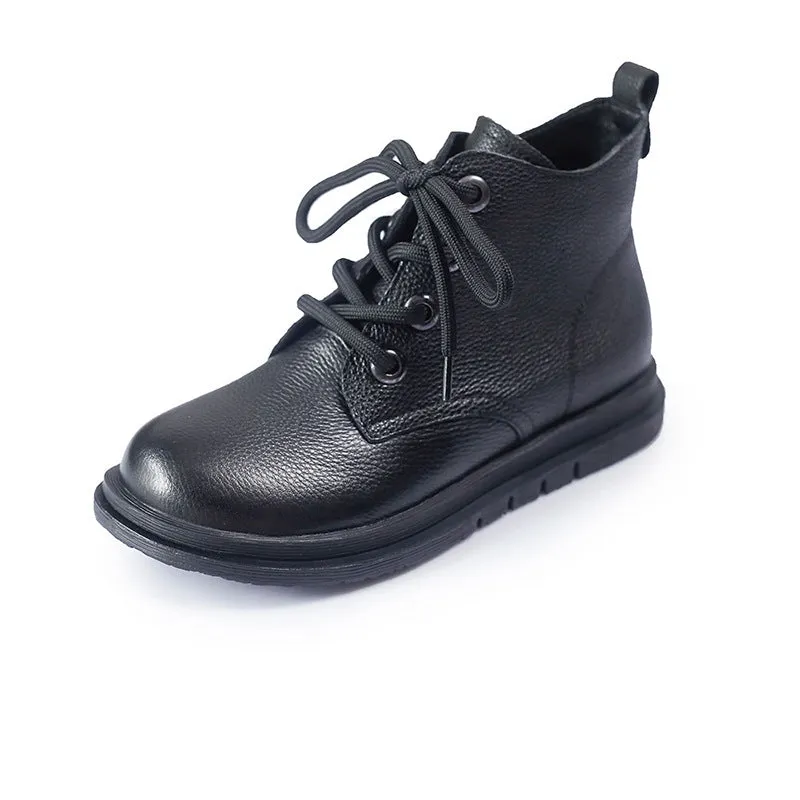 Retro Literary Leather Martin Boots Comfortable and Soft Women's Shoes