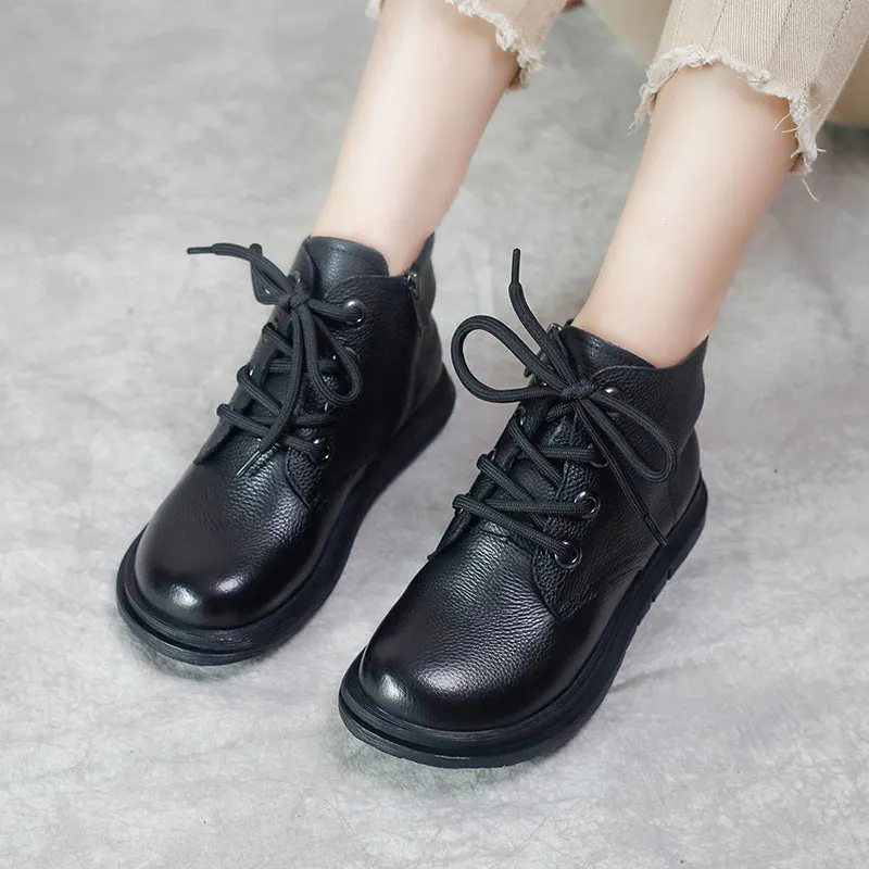 Retro Literary Leather Martin Boots Comfortable and Soft Women's Shoes