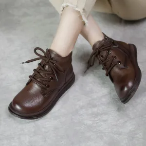 Retro Literary Leather Martin Boots Comfortable and Soft Women's Shoes