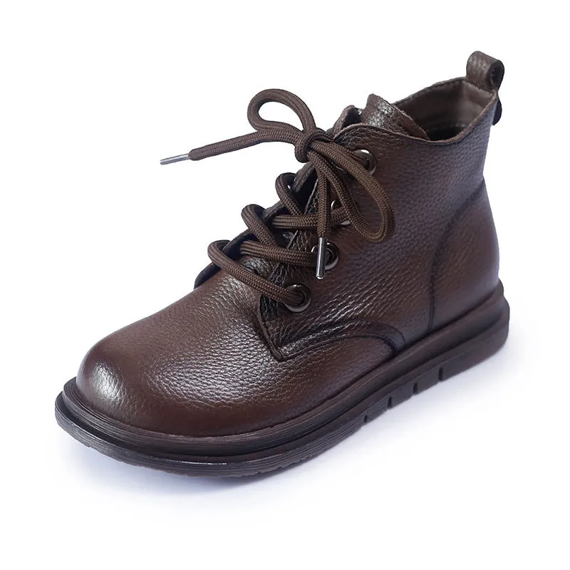 Retro Literary Leather Martin Boots Comfortable and Soft Women's Shoes