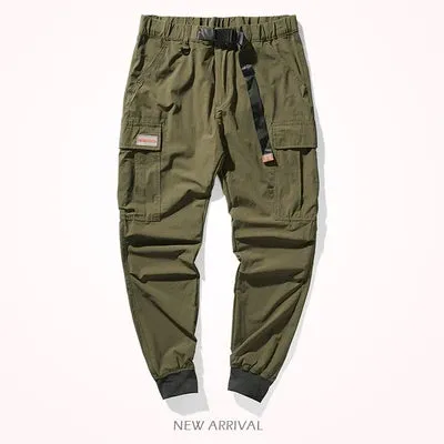 Retro Men's Simple Thin Quick-Drying Elastic Ice Silk Tooling Pants - Outdoor Running Casual Sports Trousers