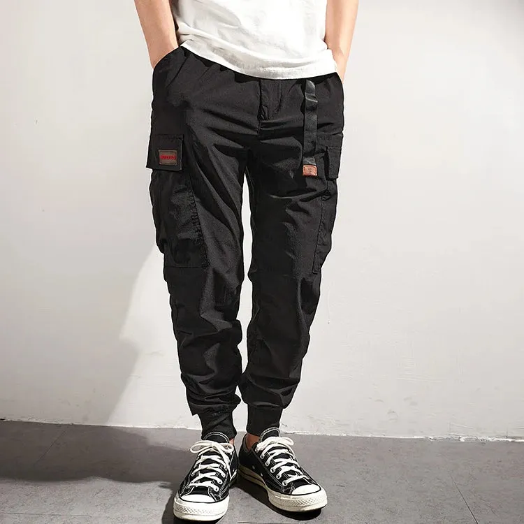 Retro Men's Simple Thin Quick-Drying Elastic Ice Silk Tooling Pants - Outdoor Running Casual Sports Trousers