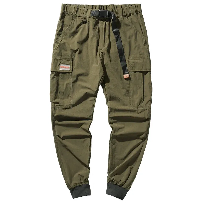 Retro Men's Simple Thin Quick-Drying Elastic Ice Silk Tooling Pants - Outdoor Running Casual Sports Trousers