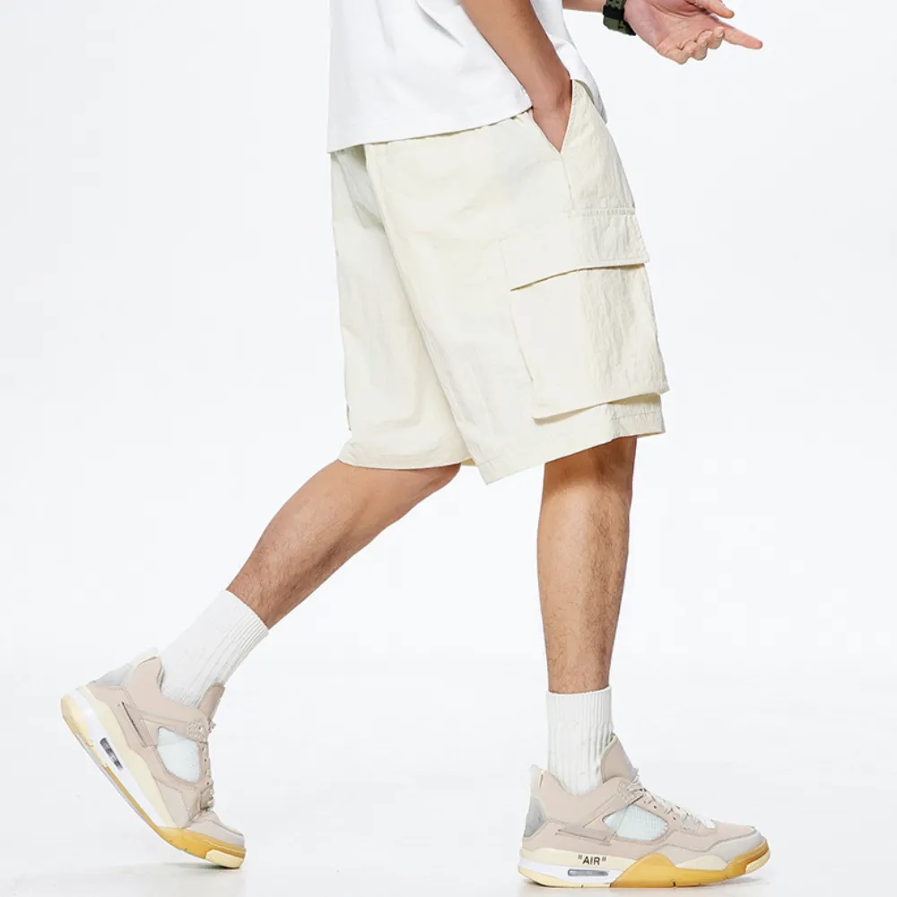 Retro Solid Color All-Match Cargo Shorts