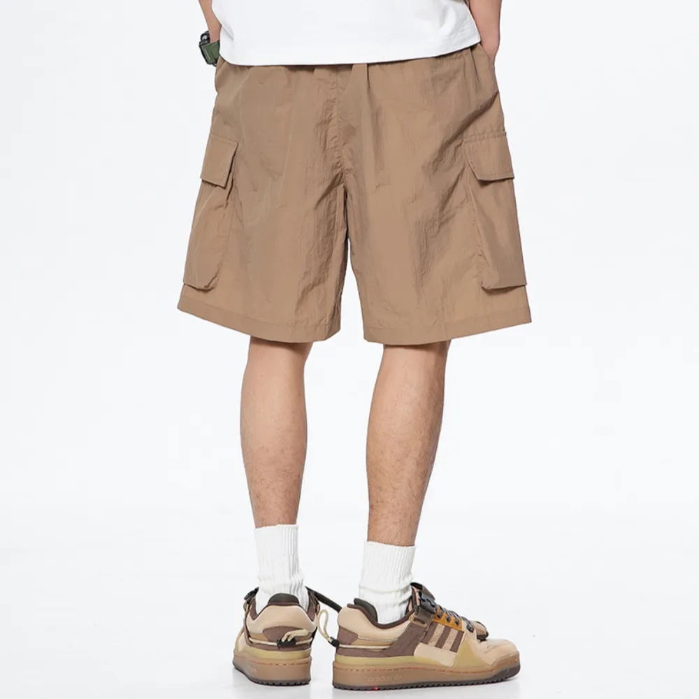 Retro Solid Color All-Match Cargo Shorts