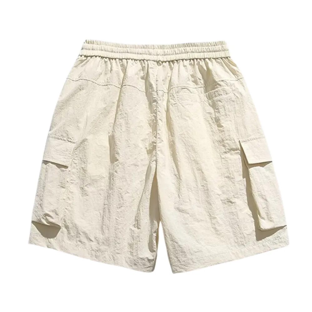Retro Solid Color All-Match Cargo Shorts
