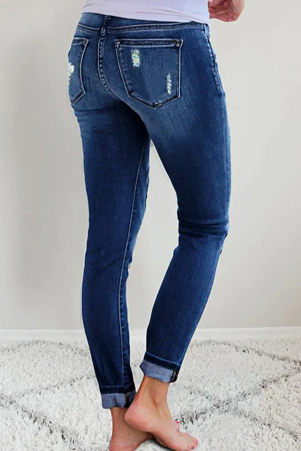 Retro Style Ripped Jeans
