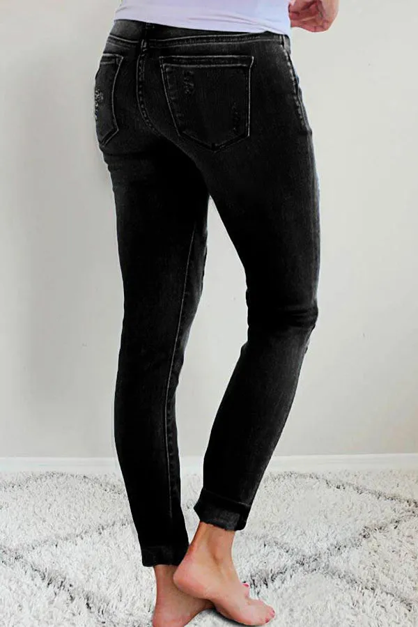 Retro Style Ripped Jeans
