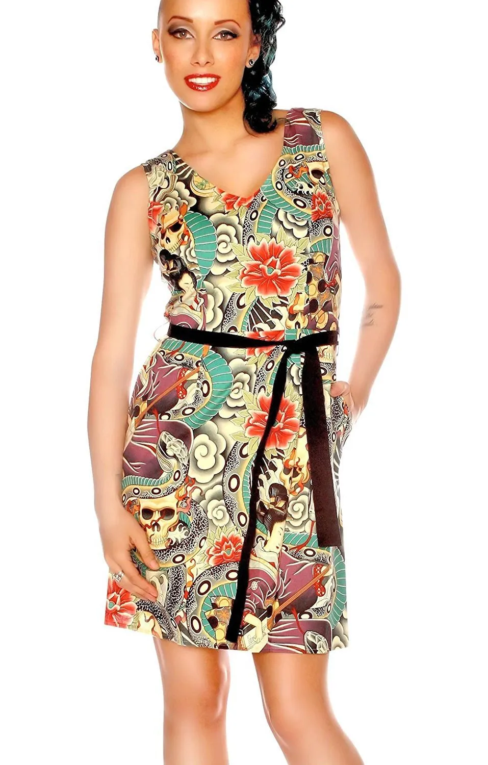 Retrolicious Fall Dress Tattoo Skull Sleeveless Retro Style