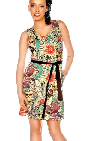 Retrolicious Fall Dress Tattoo Skull Sleeveless Retro Style
