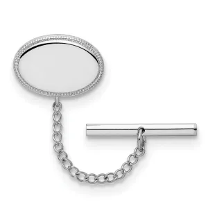 Rhodium Plated Oval Beaded Tie Tac