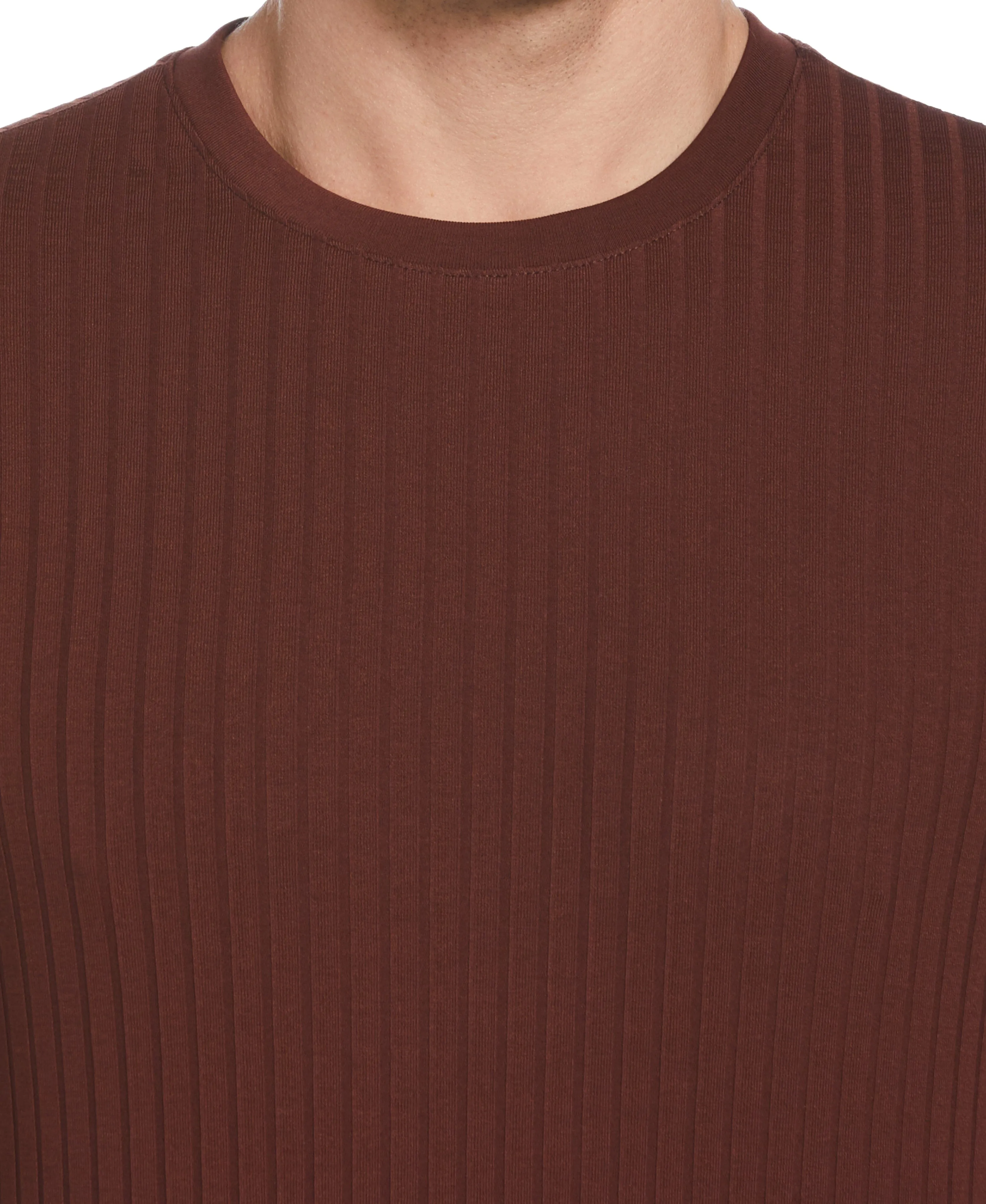 Rib Knit Crew Neck Tee