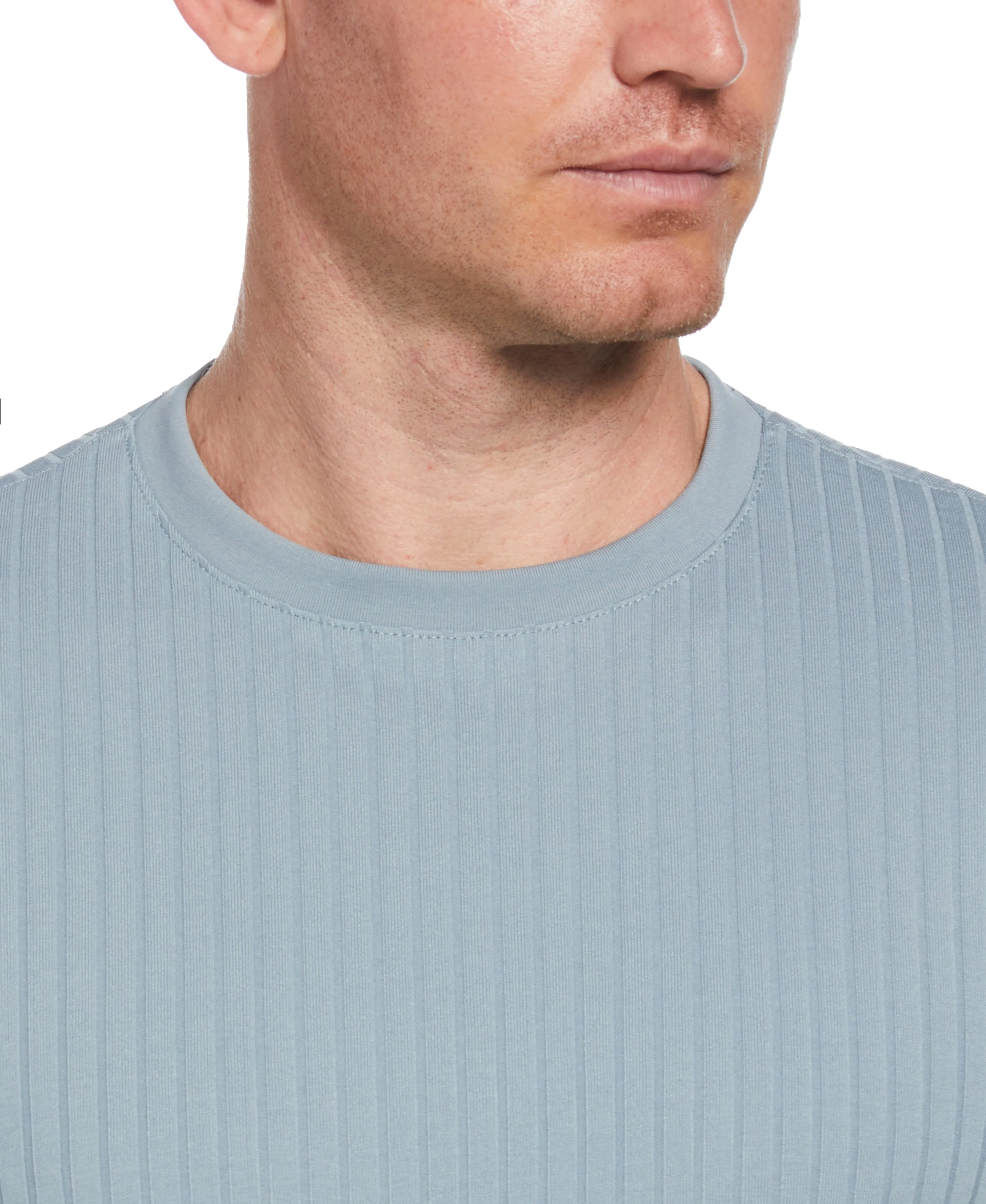 Rib Knit Crew Neck Tee