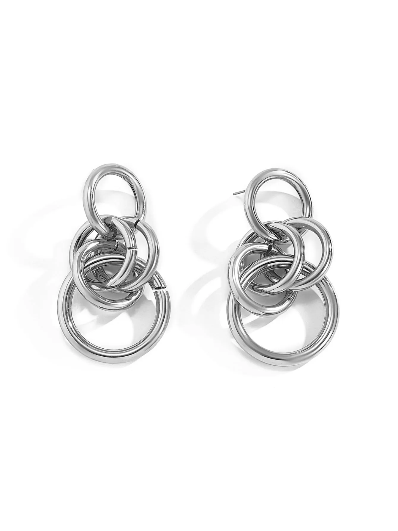 Ring tassel geometric earrings - Silver - FD ⚡