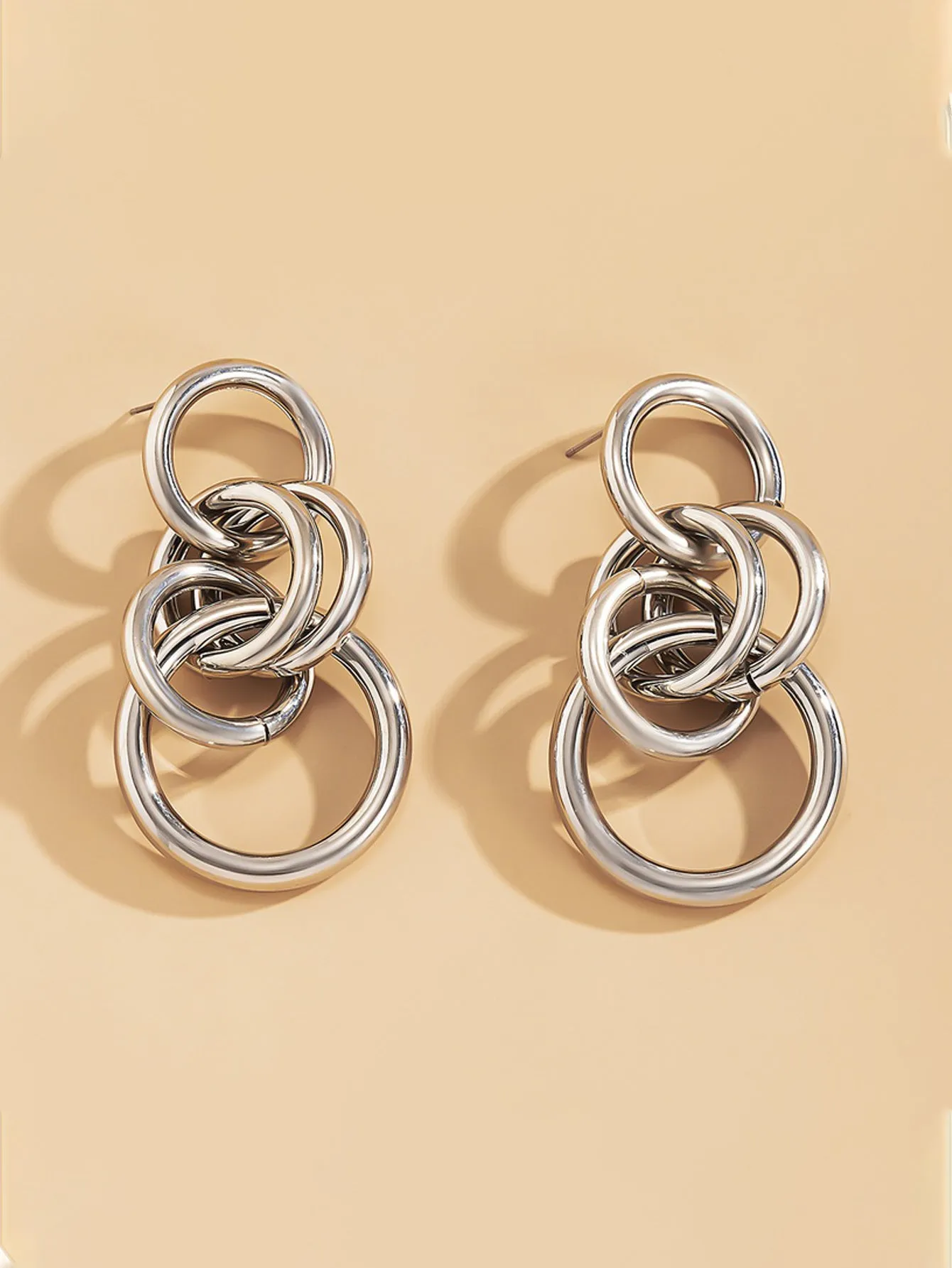 Ring tassel geometric earrings - Silver - FD ⚡