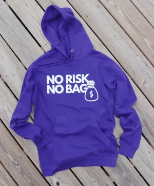 RISKY REWARDS “NO RISK NO BAG” PULLOVER PURPLE HOODIE
