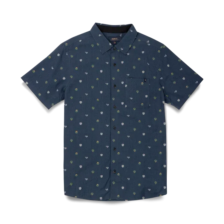 Roark Journey S/S Woven Navy Dobby Button Up