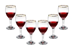 Romantic Stemmed Wine Glasses 10 Oz, Modern Crystal Goblets Gold Rim Set (4)