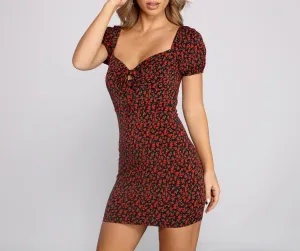 Rose Darling Sweetheart Charming Neck Mini Dress
