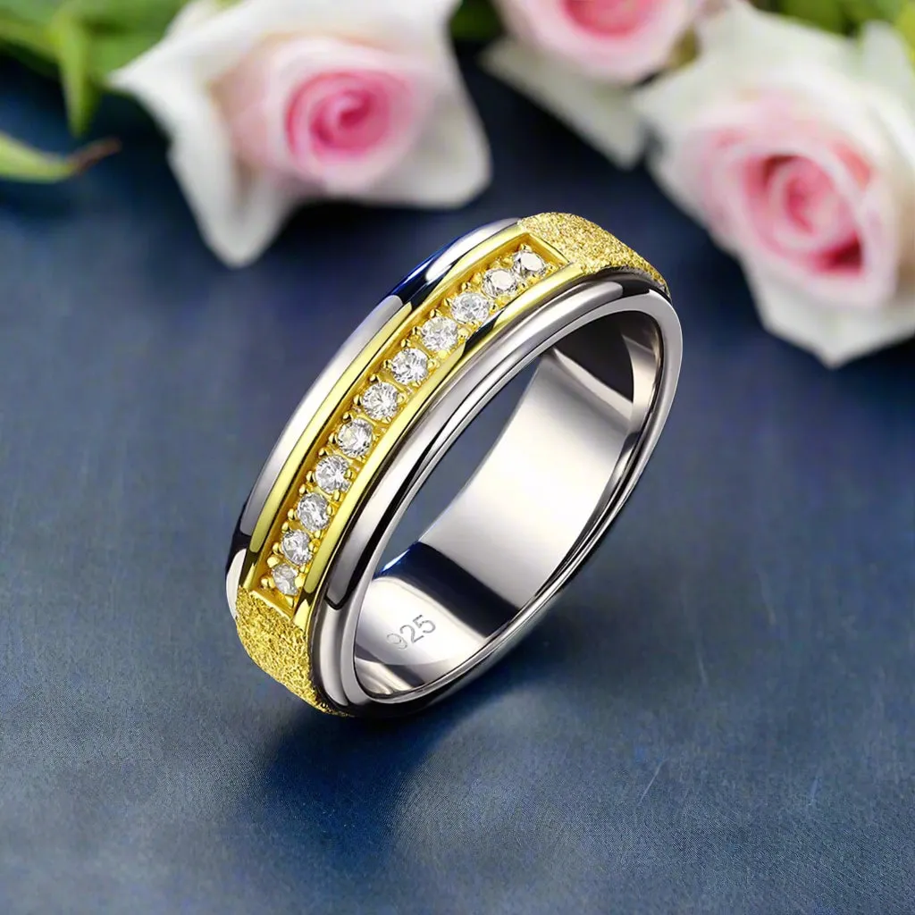 Round Cut Created Diamond Two Tone Men's Wedding Band