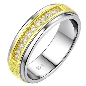Round Cut Created Diamond Two Tone Men's Wedding Band