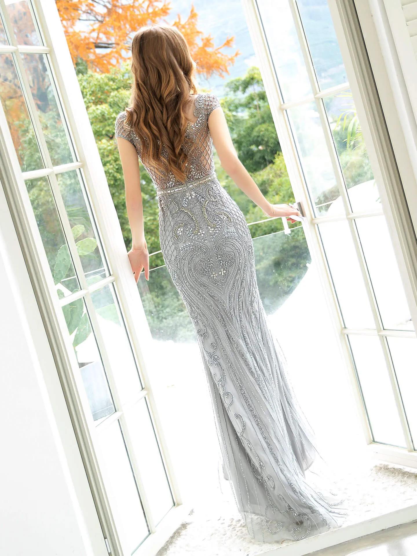 Roycebridal Mermaid / Trumpet Beaded Luxurious Sexy Formal Evening Dresses Cap Sleeves Floor Length