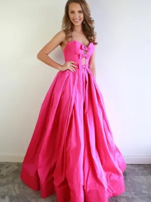 Roycebridal Sloane | Chic A-line Sweetheart Fuchsia Prom Dresses Satin Prom Dress Evening Dress