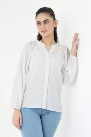 RUFFLE ELEGANCE TOP-WHITE