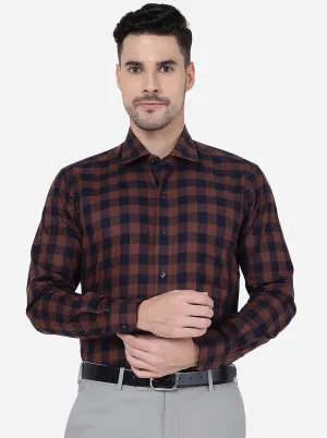 Rust Checked Slim Fit Formal Shirt | Metal