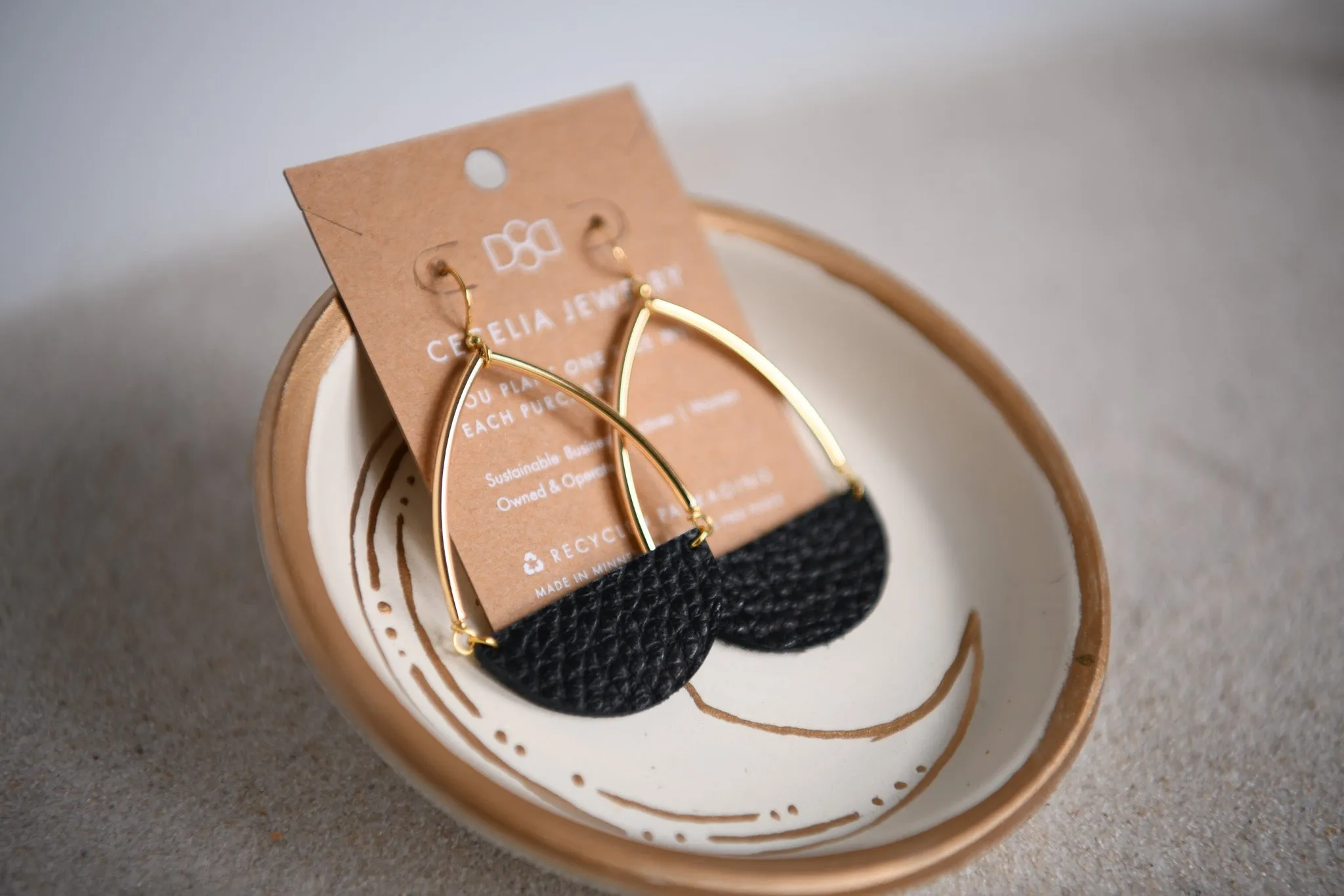 Saddle Sunrise Sage Leather Earrings