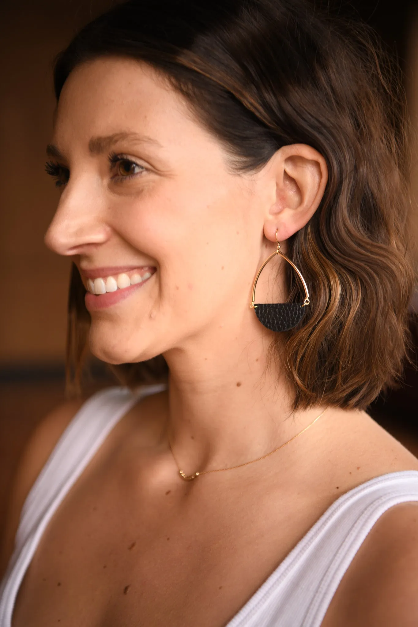 Saddle Sunrise Sage Leather Earrings