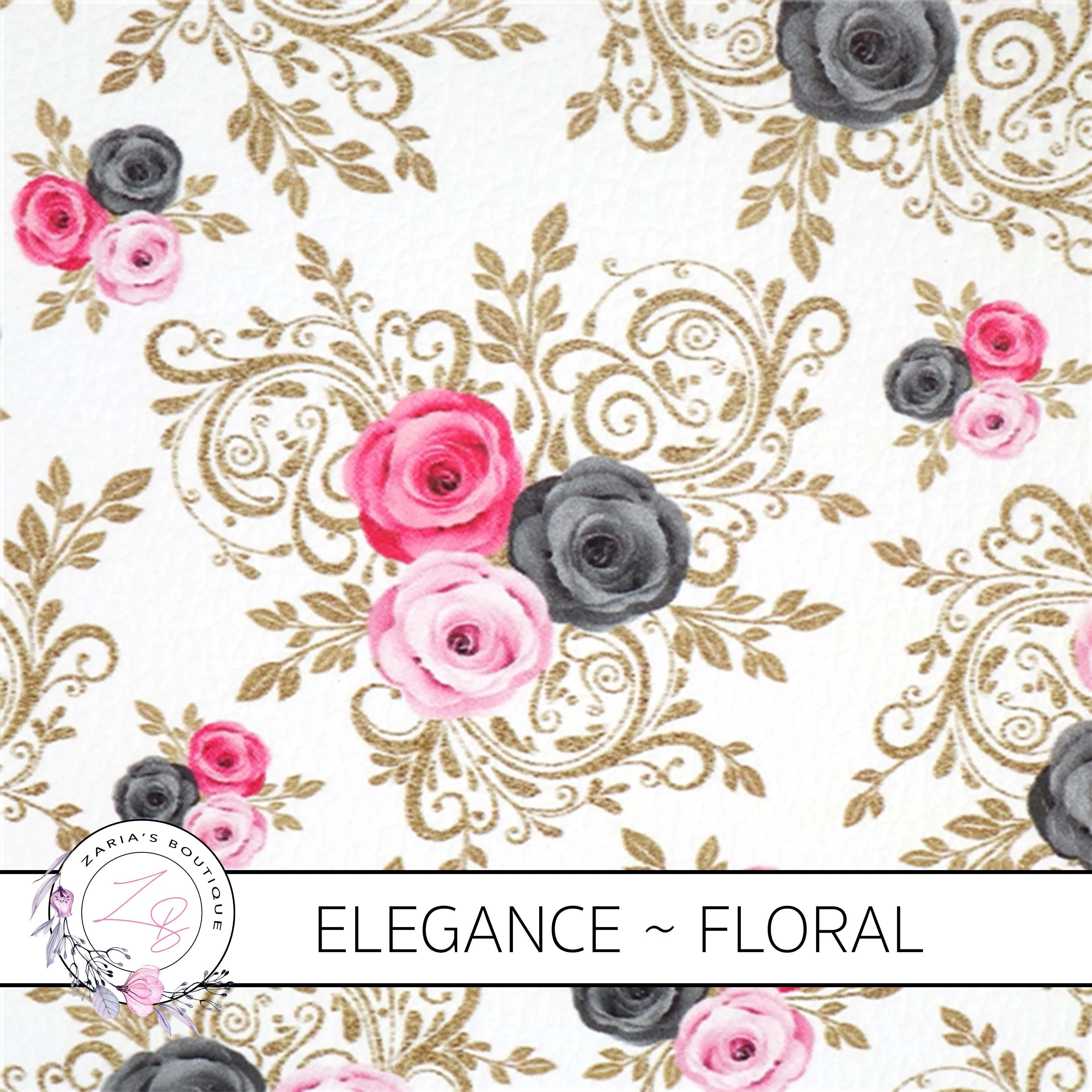 SALE ⋅ Elegance ⋅Floral Luxe Grain Faux Leather