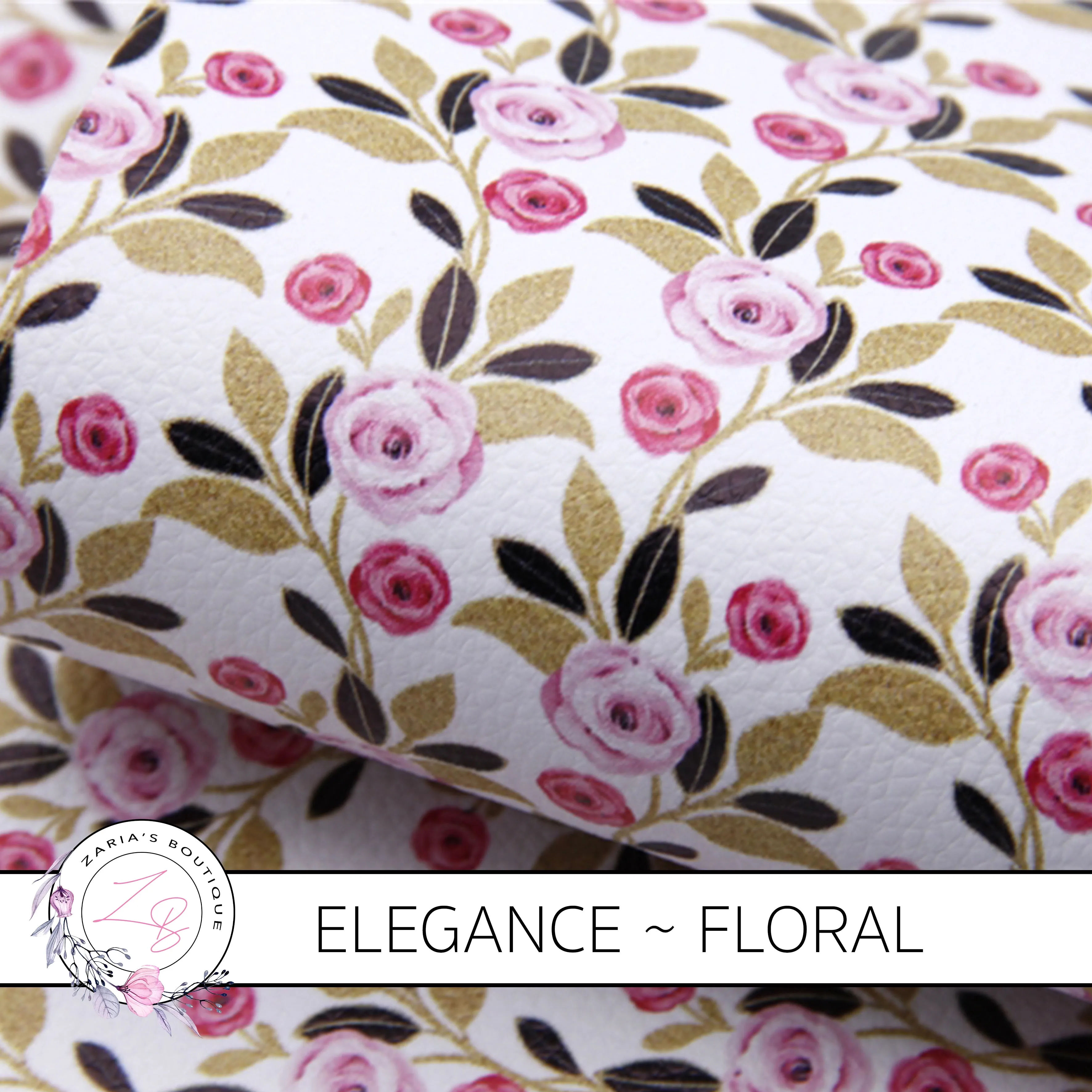 SALE ⋅ Elegance ⋅Floral Luxe Grain Faux Leather