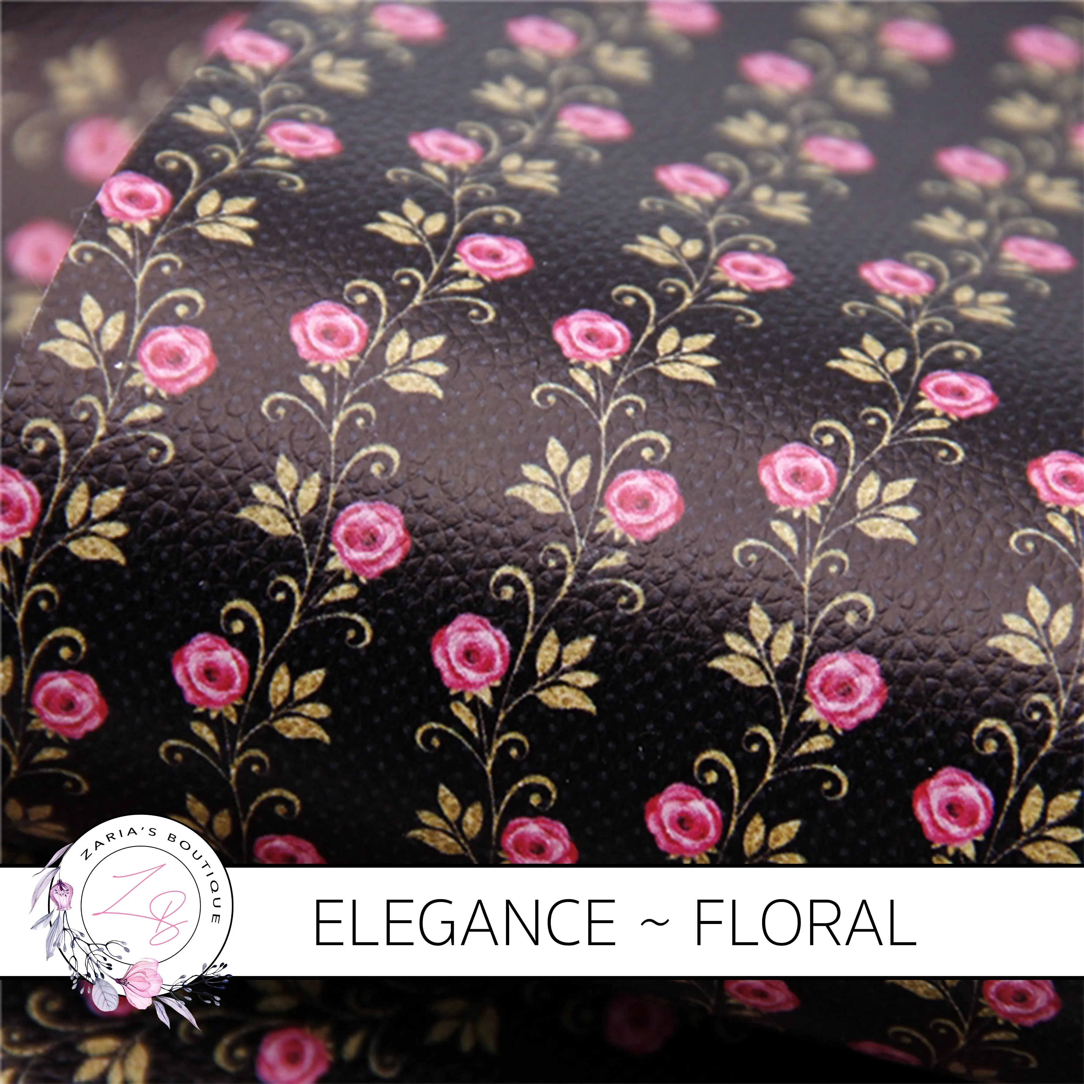 SALE ⋅ Elegance ⋅Floral Luxe Grain Faux Leather