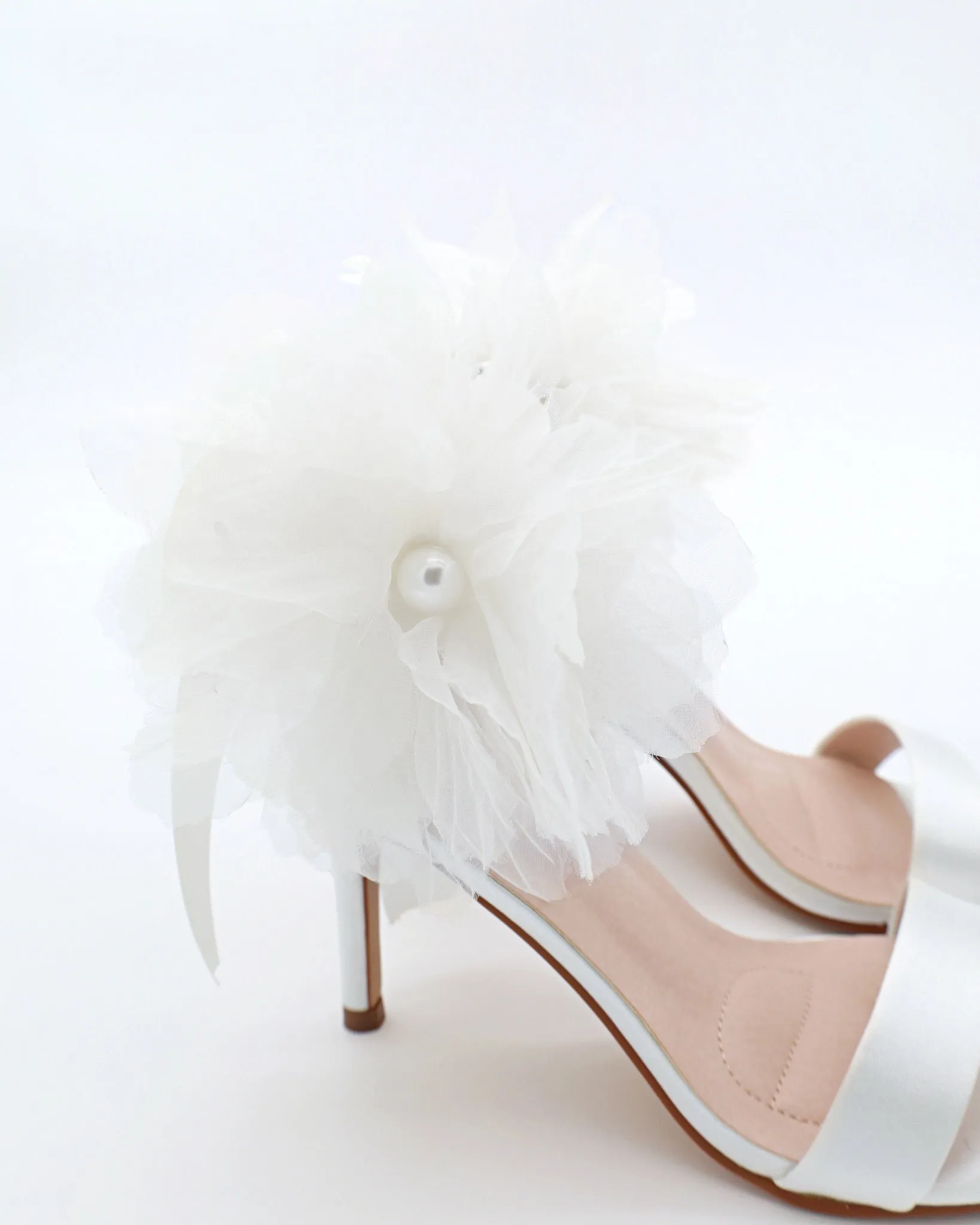 Satin High Heel Wedding Sandals with Ophelia Flowers