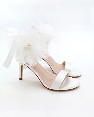Satin High Heel Wedding Sandals with Ophelia Flowers