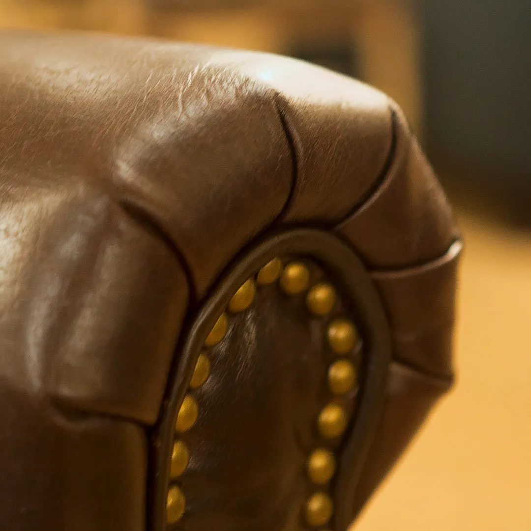 Saunders Leather Wing Chair - Luxe Home