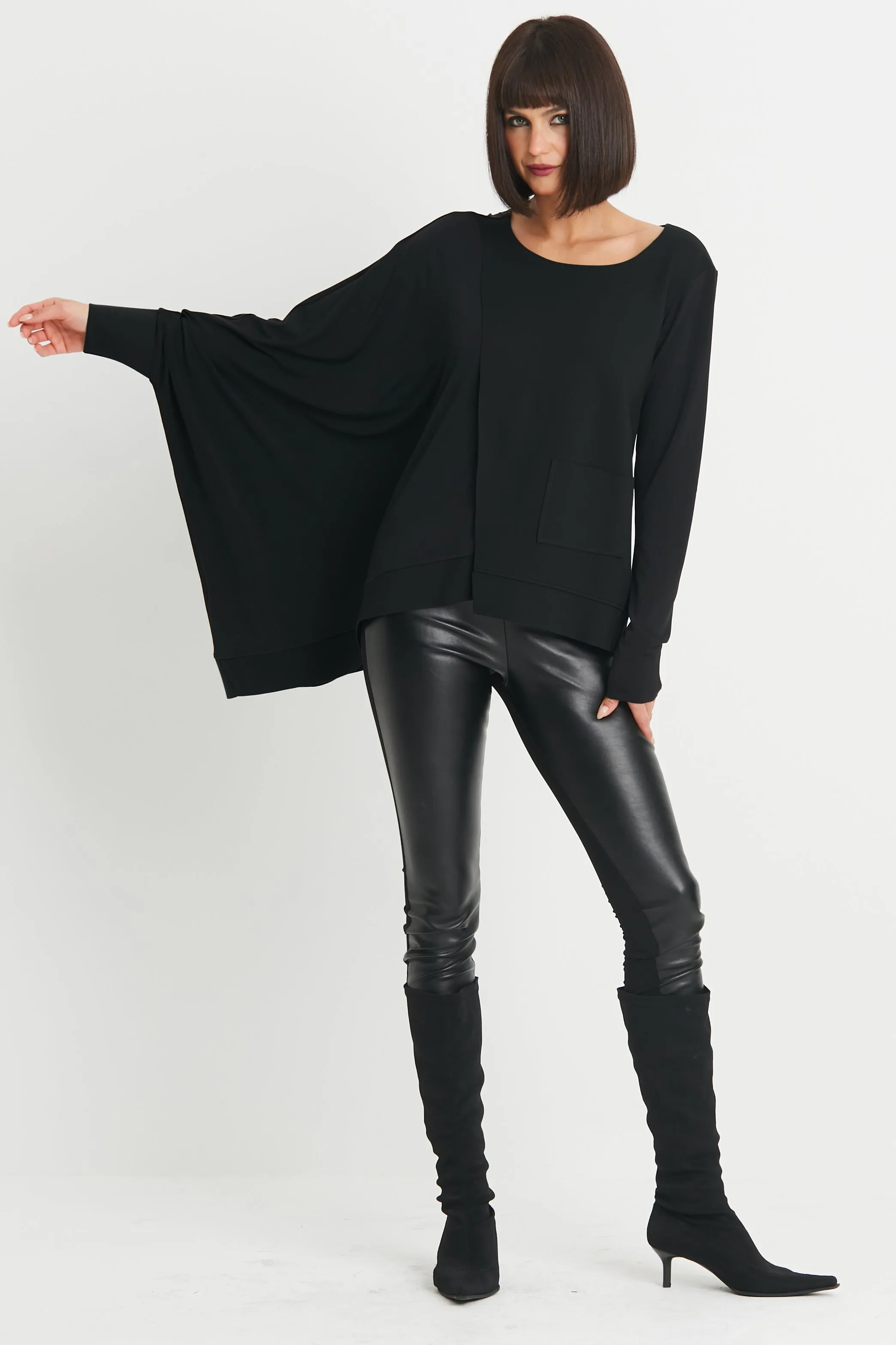 Scuba / Matte Jersey Mixed Media Slit Top