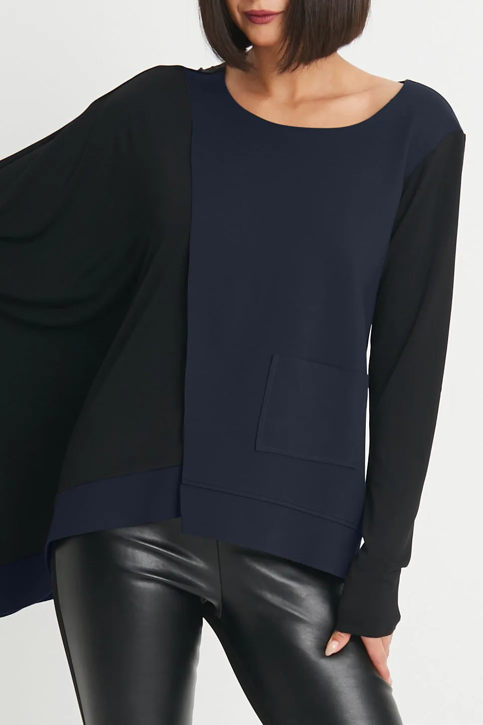 Scuba / Matte Jersey Mixed Media Slit Top