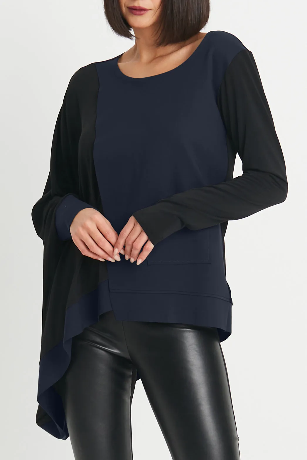 Scuba / Matte Jersey Mixed Media Slit Top