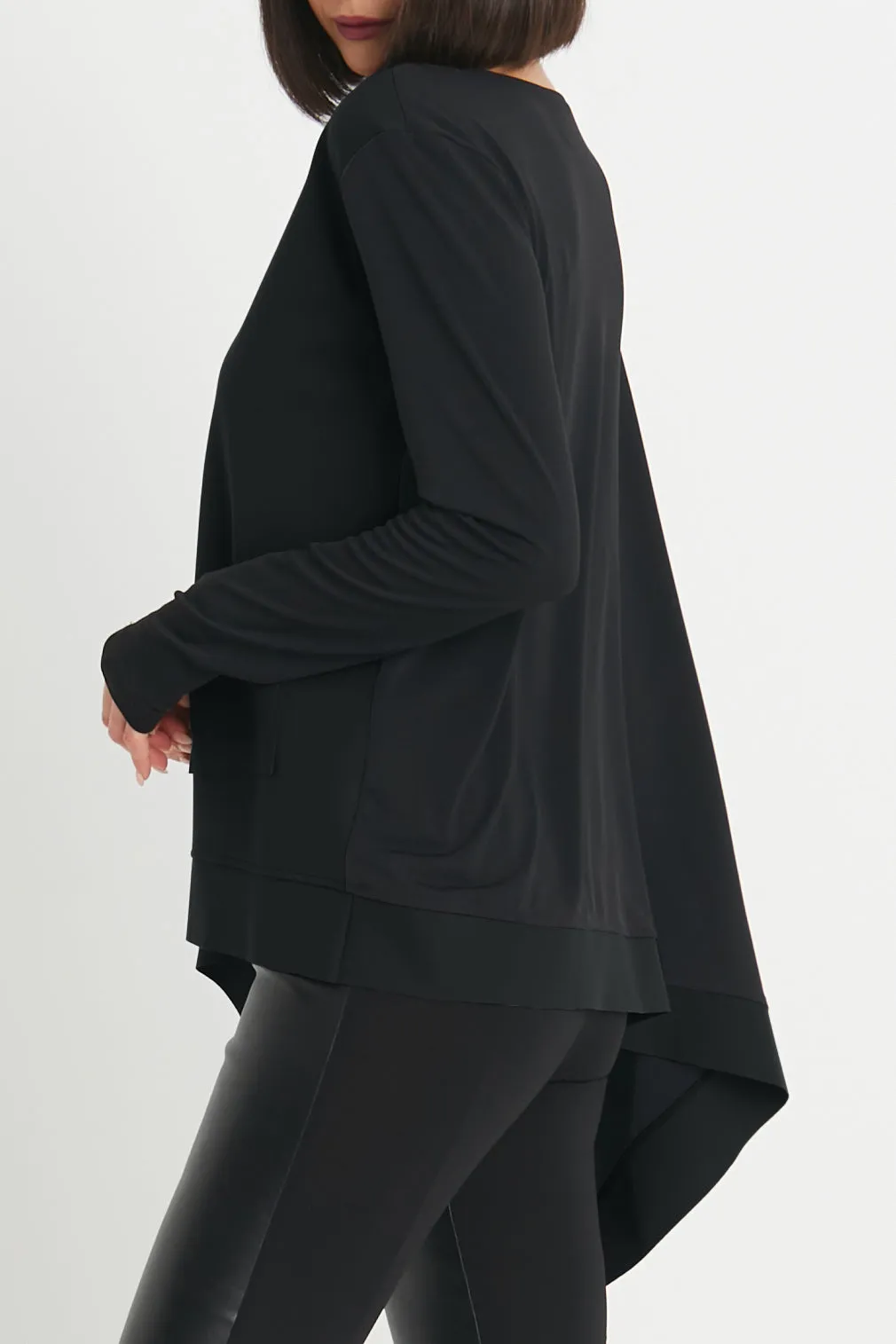 Scuba / Matte Jersey Mixed Media Slit Top