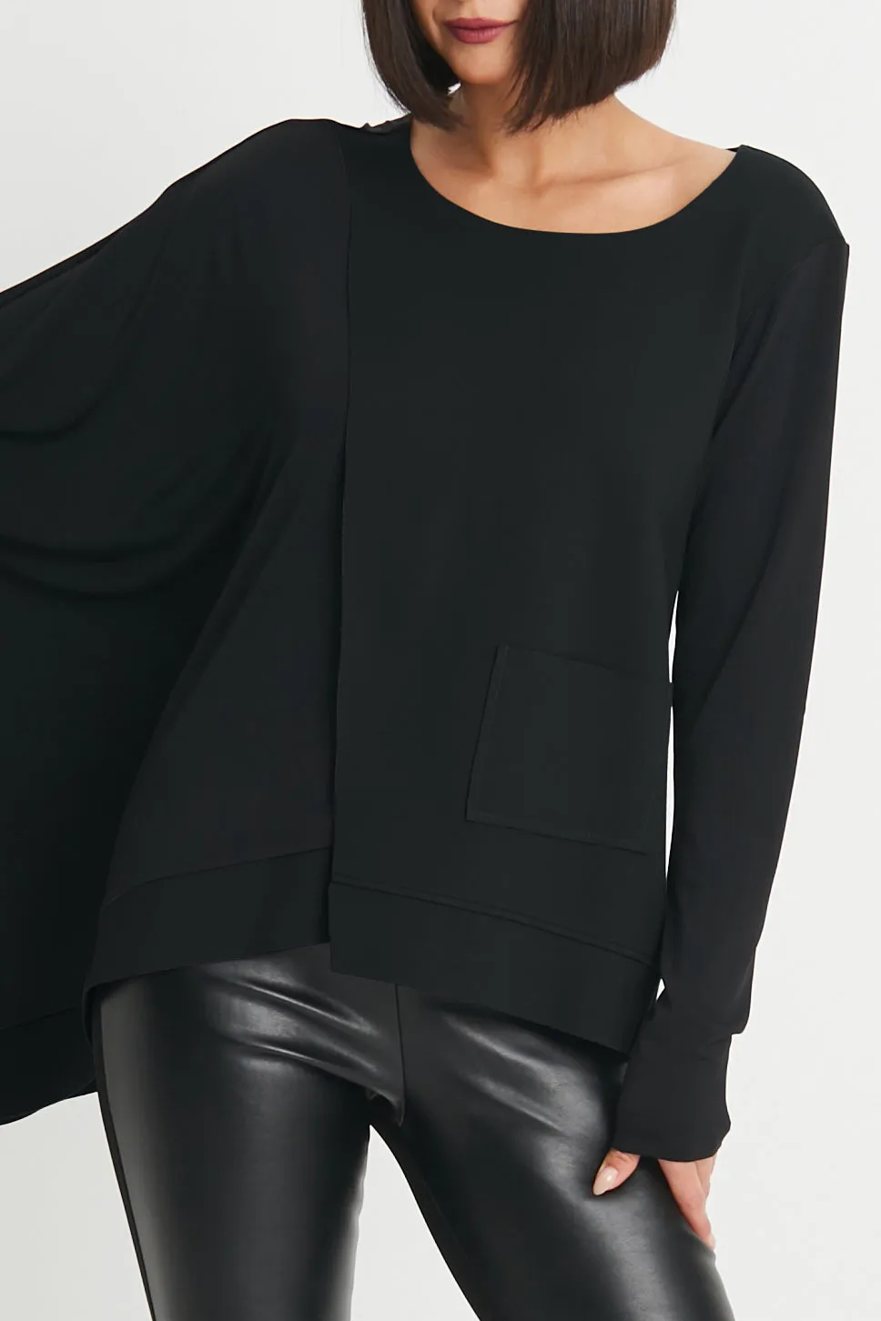 Scuba / Matte Jersey Mixed Media Slit Top