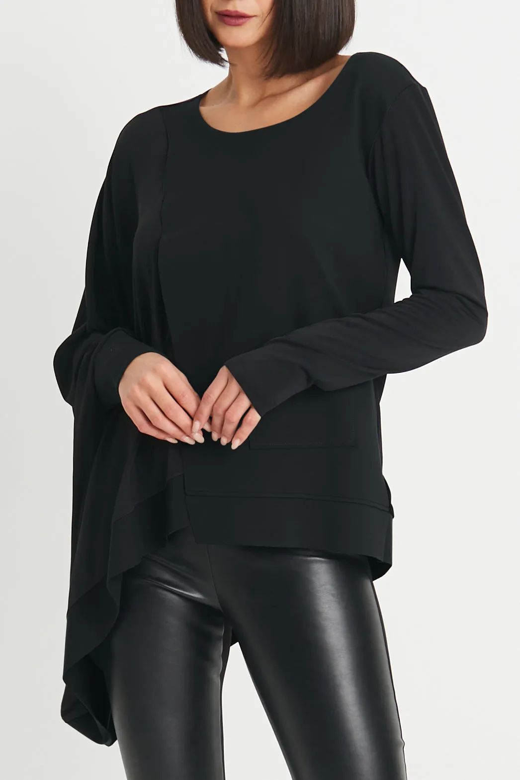 Scuba / Matte Jersey Mixed Media Slit Top