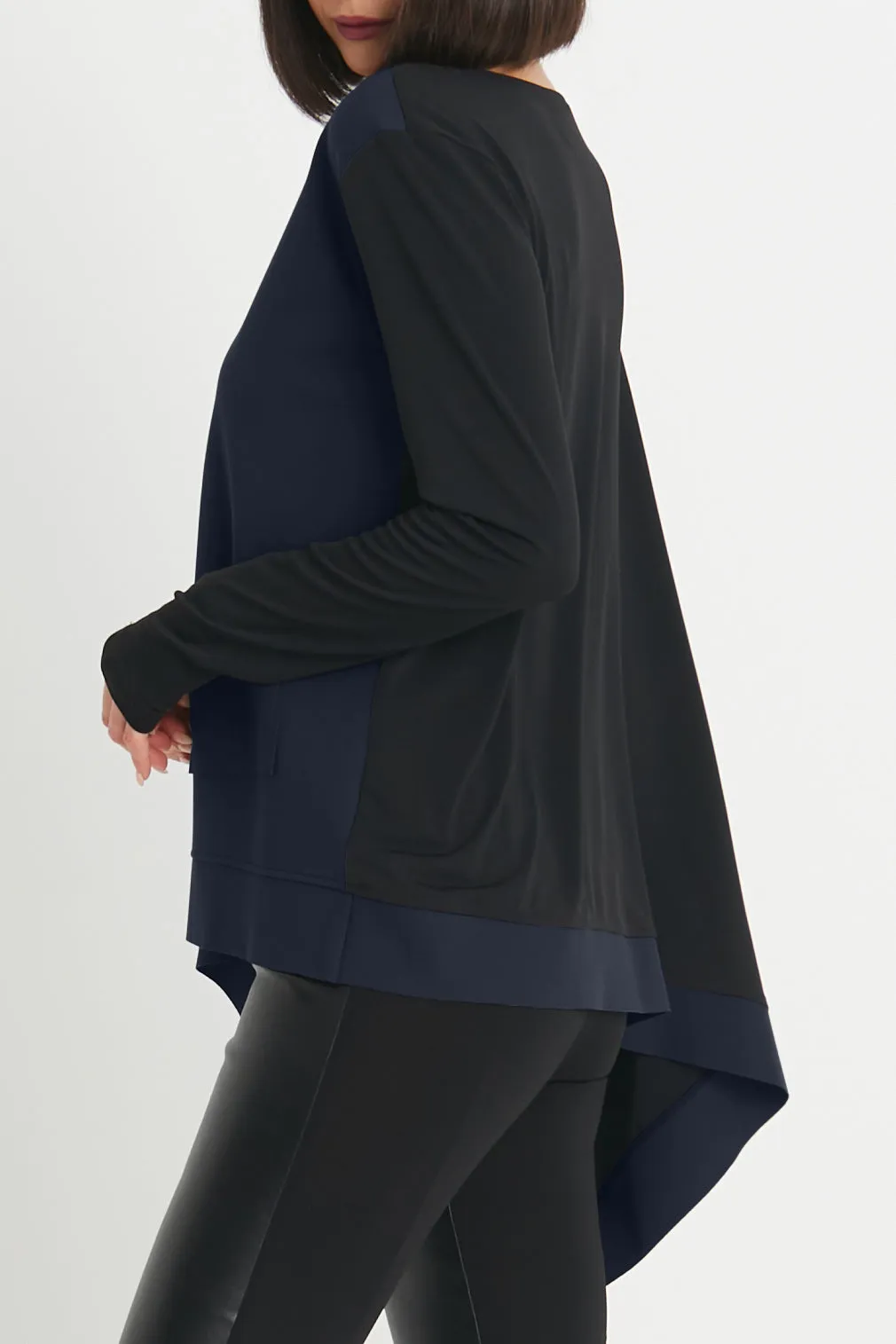 Scuba / Matte Jersey Mixed Media Slit Top