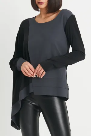 Scuba / Matte Jersey Mixed Media Slit Top