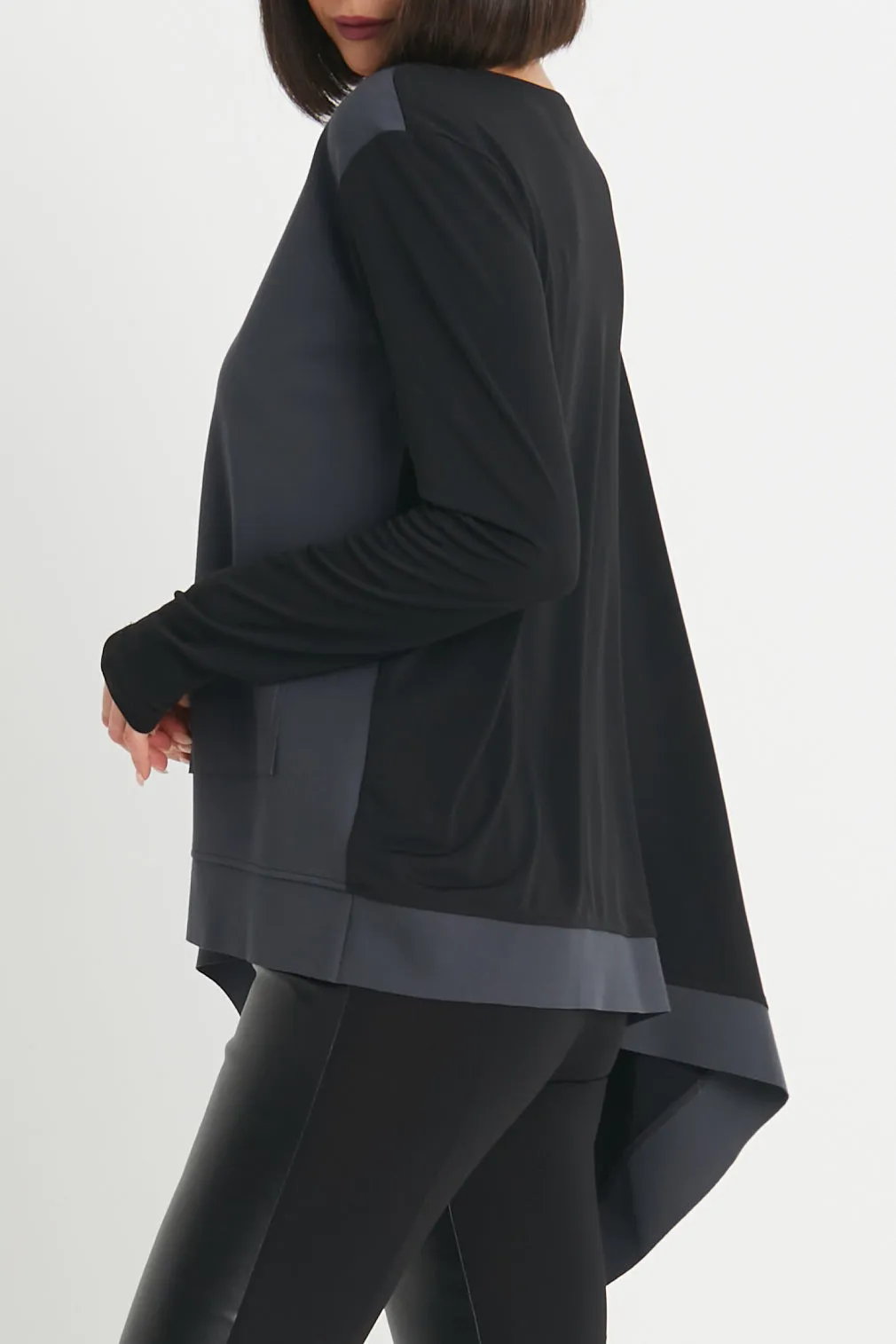 Scuba / Matte Jersey Mixed Media Slit Top