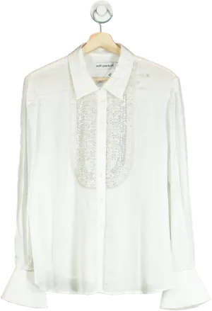 Self-Portrait White Embellished Blouse UK 8