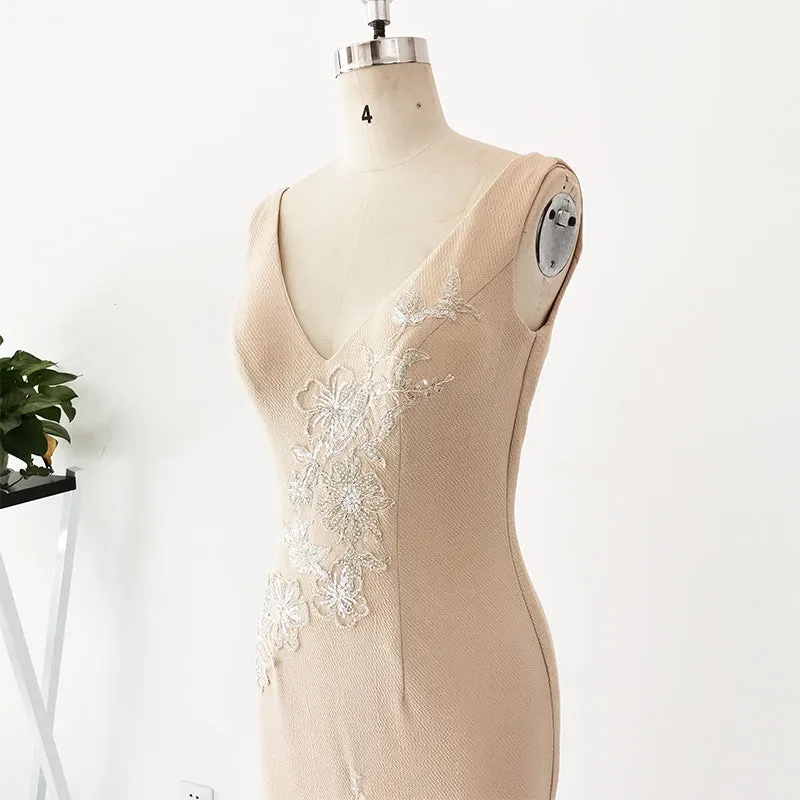 Sexy Mermaid Spandex V-neckline Bridesmaid Dress, Party Dress
