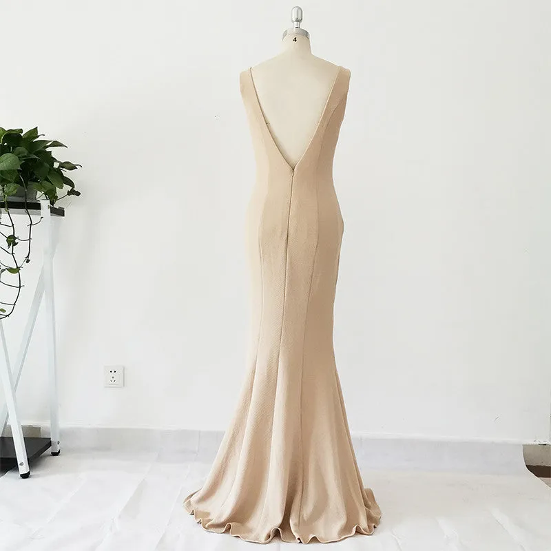Sexy Mermaid Spandex V-neckline Bridesmaid Dress, Party Dress