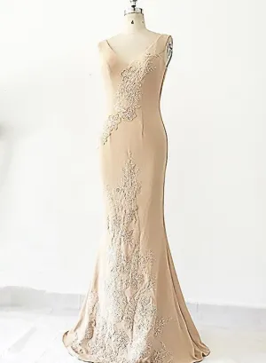Sexy Mermaid Spandex V-neckline Bridesmaid Dress, Party Dress